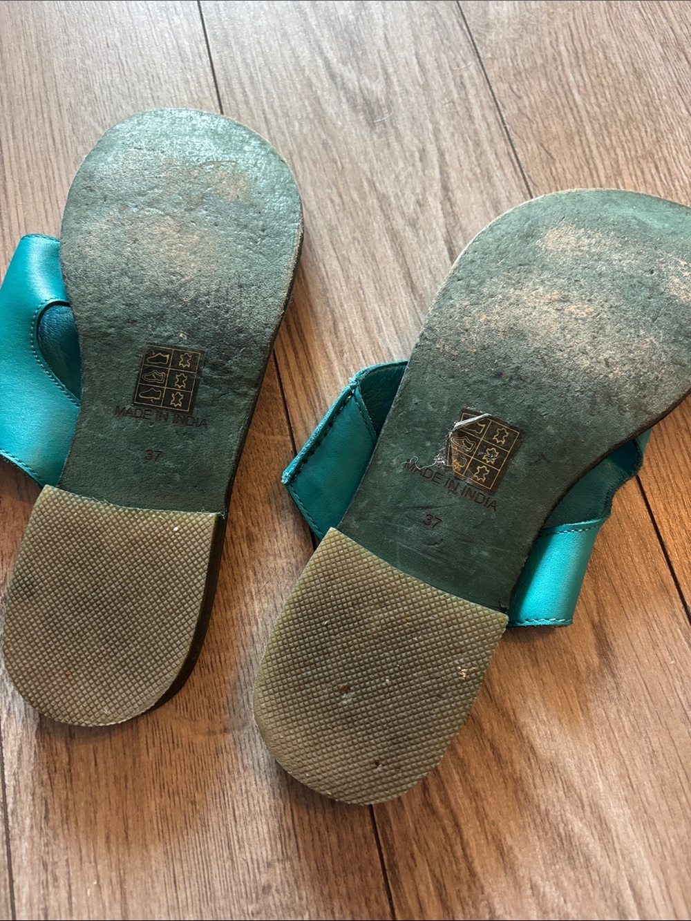 Free People Teal Leather Slide Sandal - Picture 4 of 5